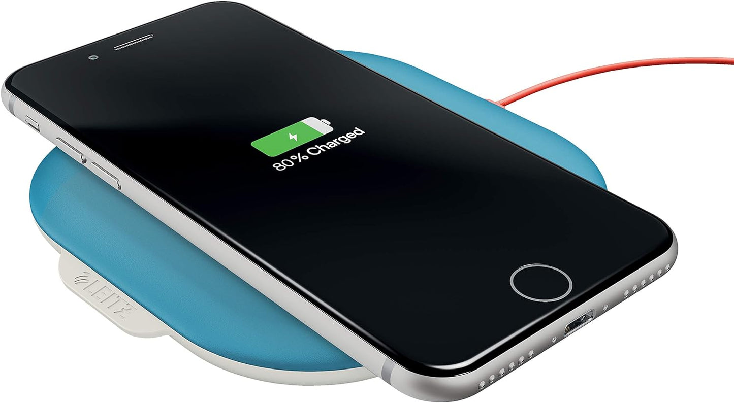 Leitz Cosy Qi 64790061 Wireless Charger - Calm Blue - Smartphone Charging Pad