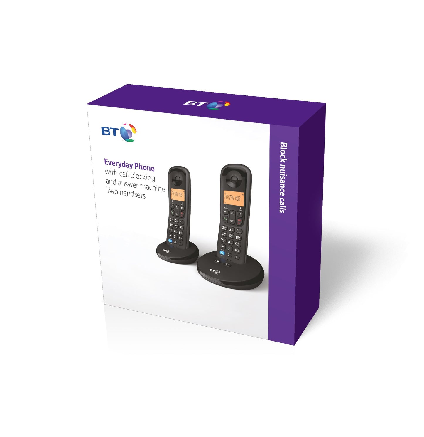 BT Everyday Cordless Home Phone with Basic Call Blocking and Answering Machine, Twin Handset Pack