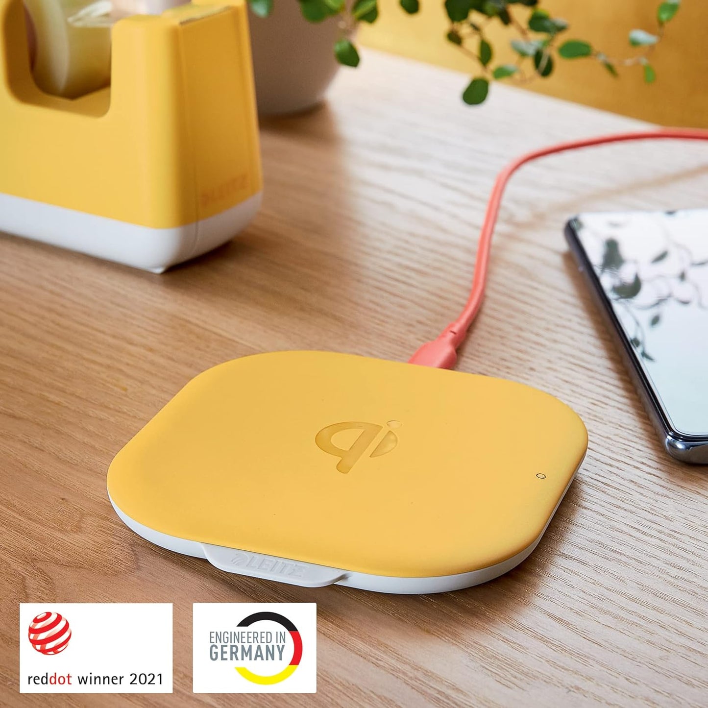 Leitz Cosy Qi 64790019 Wireless Charger - Warm Yellow - Smartphone Charging Pad