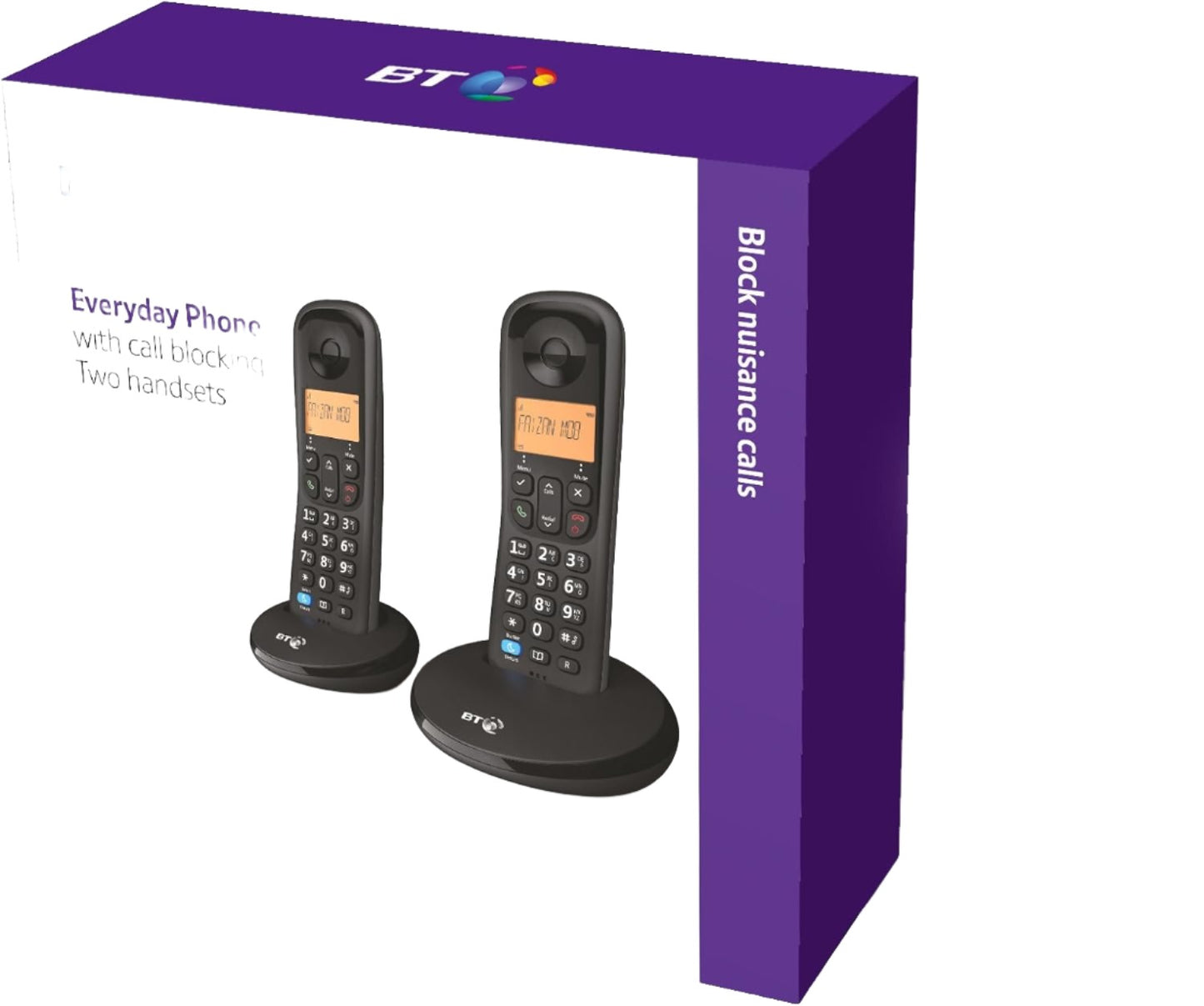 BT Everyday Cordless Home Phone with Basic Call Blocking and, Twin Handset Pack