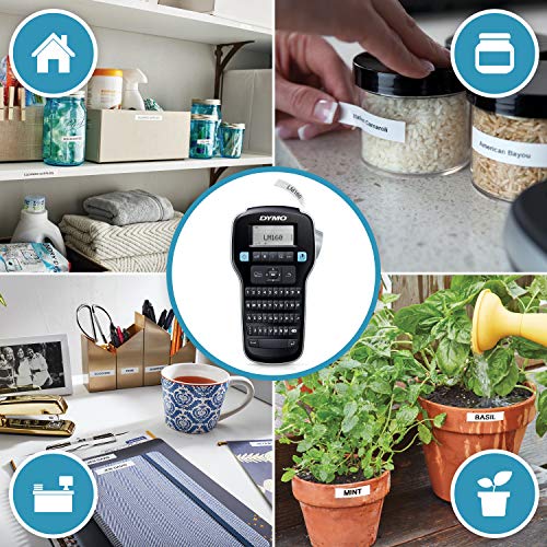 Dymo LabelManager 160 Label Maker | Handheld Label Printer with QWERTY Keyboard | Includes Black & White D1 Label Tape (12mm) | for Home & Office