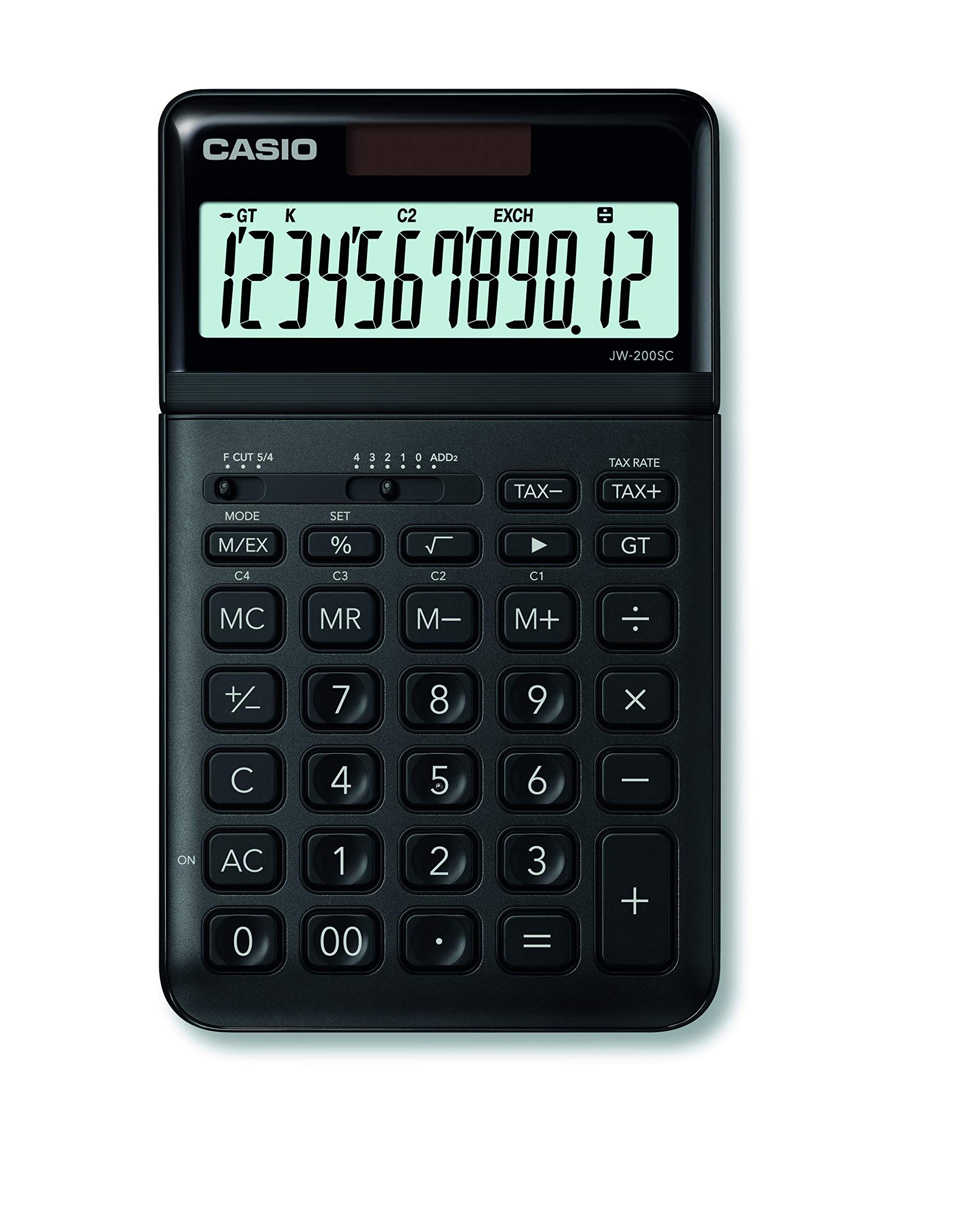 Casio Desk Calculator JW-200SC-Black, Solar powered with Battery back-up1.1  x 10.9 x 18.4 cm – XavOcean