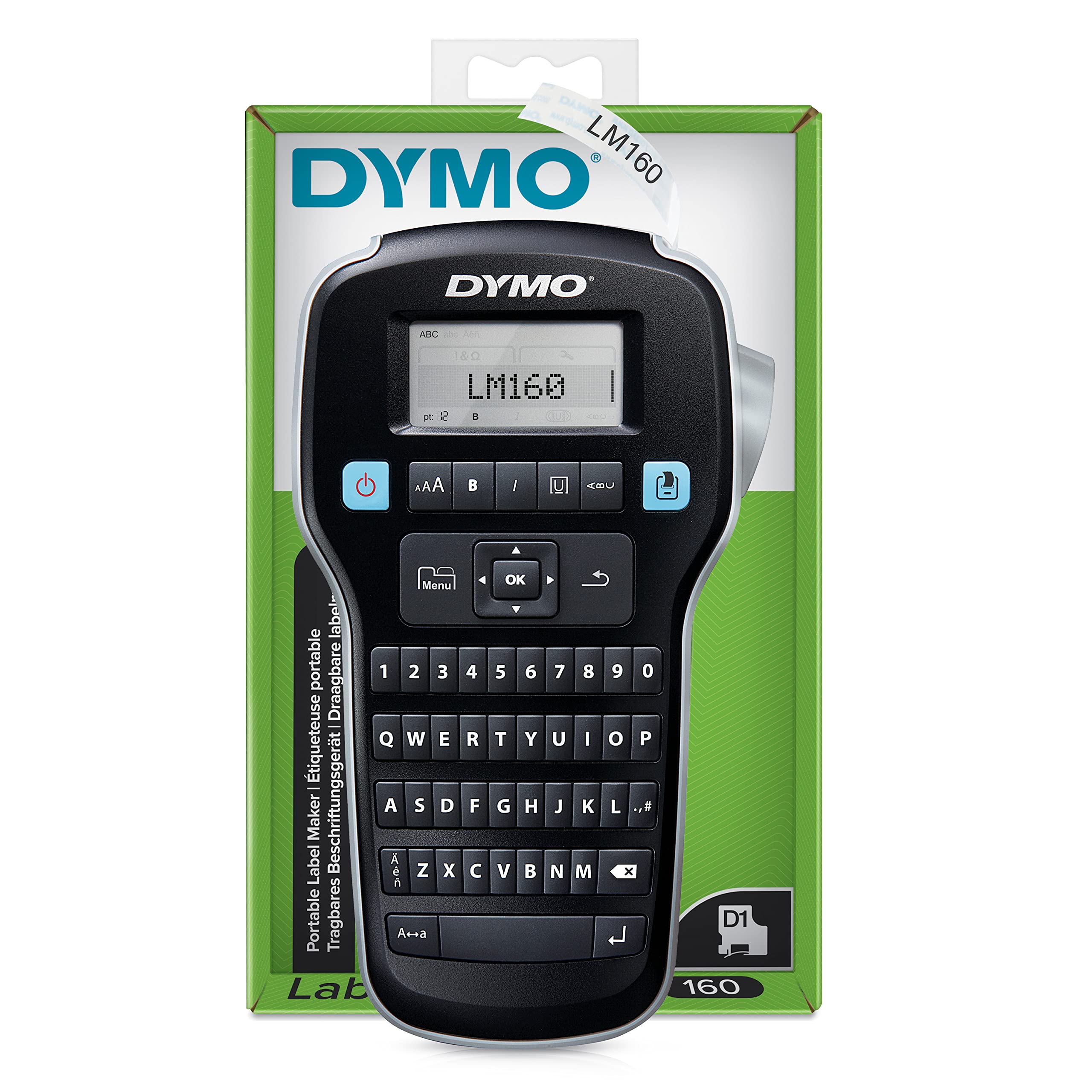 Dymo LabelManager 160 Label Maker Handheld Label Printer with QWERTY  Keyboard Includes Black  White D1 Label Tape (12mm) for Home  Office  – XavOcean