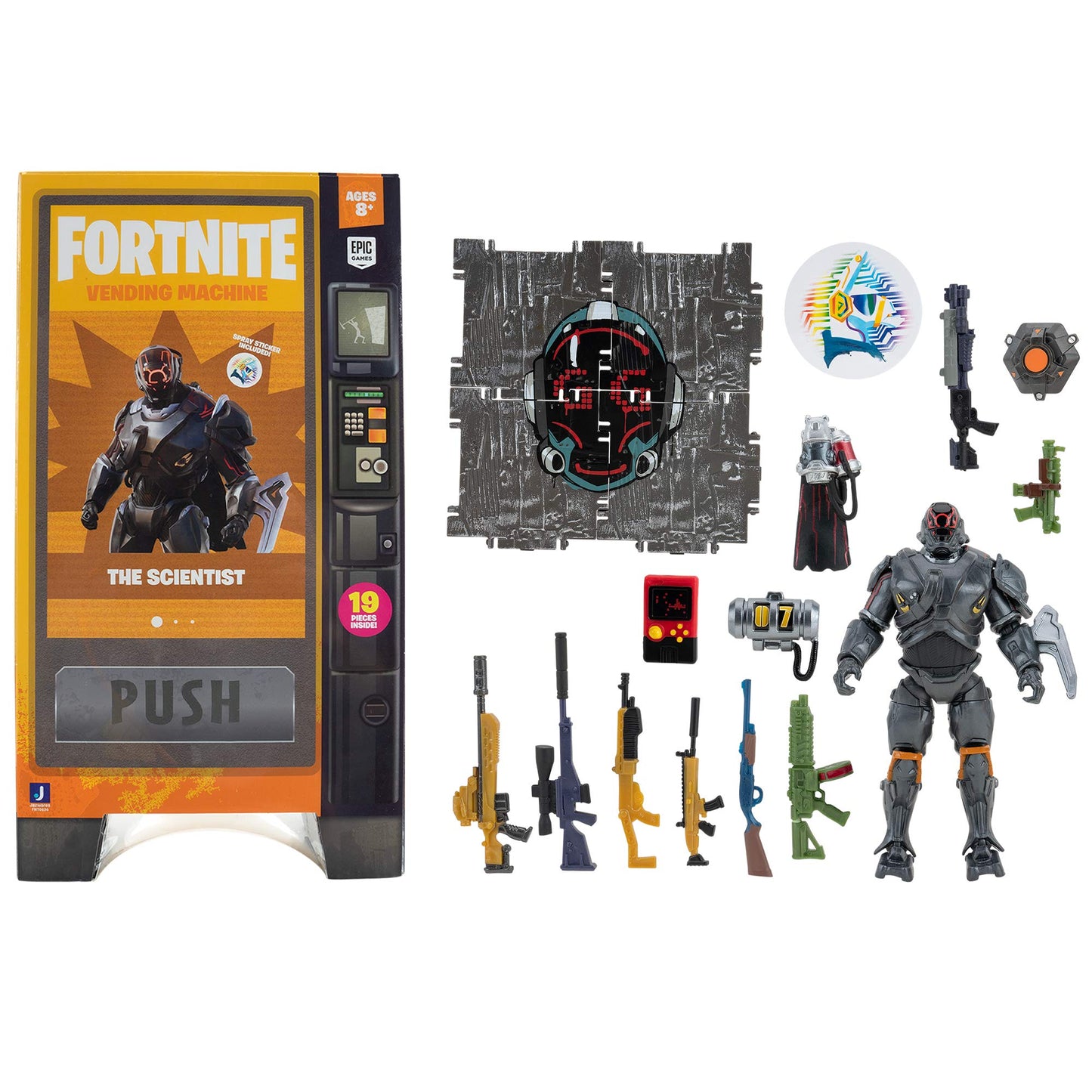 Fortnite FNT0636 Vending Machine, Includes Highly-Detailed and Articulated 4-inch The Scientist Figure, Weapons, Back Bling, Building Materials.